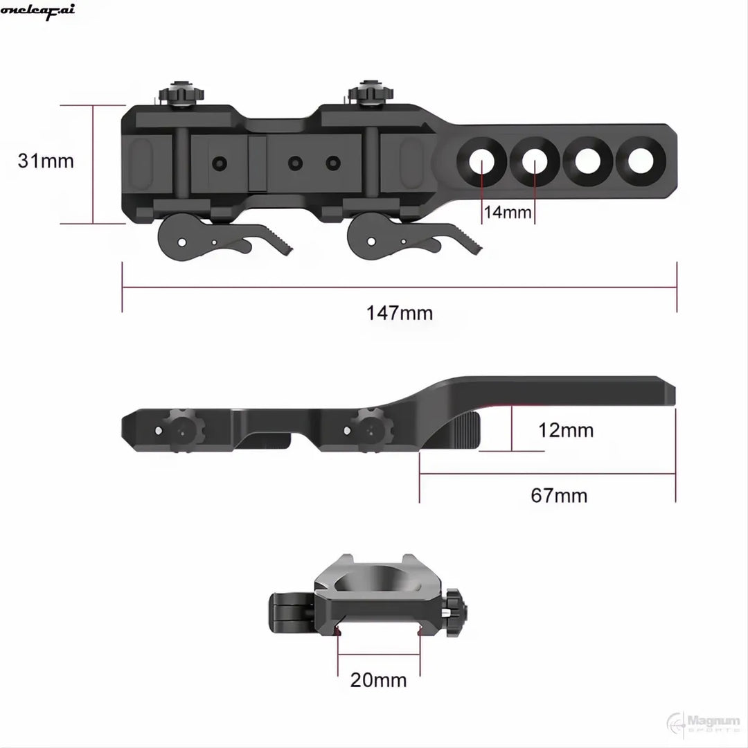 oneleaf.ai Quick Detach Cantilever Mount for Mars MT1000LRF Thermal Scope - New Version with recoil lug