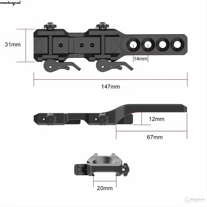 oneleaf.ai Quick Detach Cantilever Mount for Mars MT1000LRF Thermal Scope - New Version with recoil lug