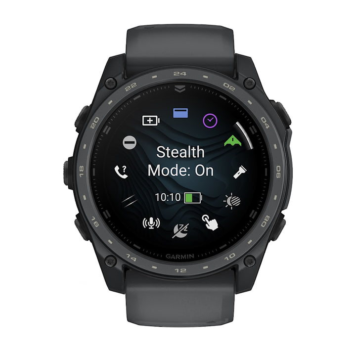Garmin tactix 8 Cerakote 51mm AMOLED Sapphire Slate Grey Titanium Slate Grey Black Silicone Band view 4