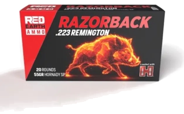 Red Earth Ammo Razorback 55gr .223 Rem — 20-round retail box (Hornady Soft Point)