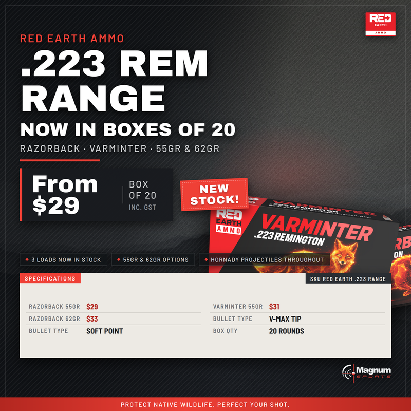 Load image into Gallery viewer, Magnum Sports Red Earth .223 Range advert - Razorback and Varminter
