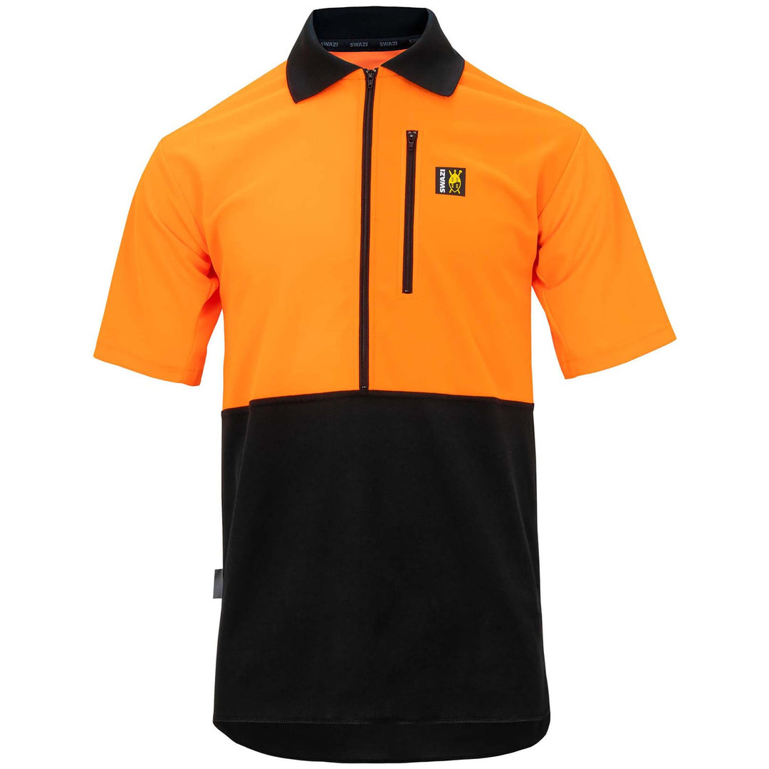 Swazi Hi-Vis Climb-Max Short Sleeve Shirt in Blaze / Black