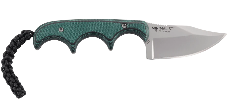 Minimalist Green Fixed Blade Knife with Sheath 2387