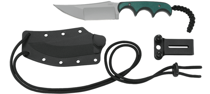 Minimalist Green Fixed Blade Knife with Sheath 2394