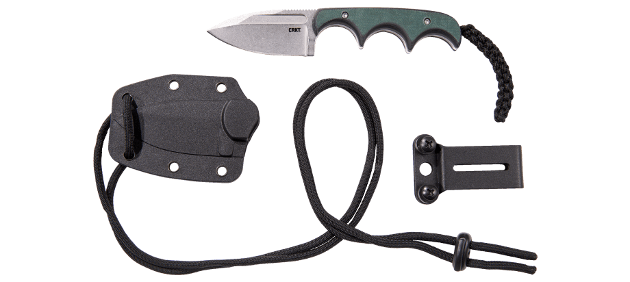 Minimalist Green Fixed Blade Knife with Sheath 2396